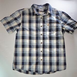 Carhartt Blue and White Plaid Button Down Shirt